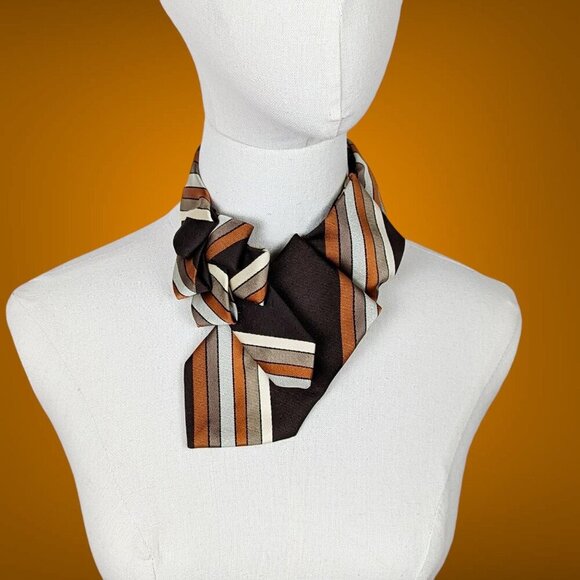 Ogsplosh - Brown And Rust Striped Casual Ascot Tie For Men And Women - NEW - Picture 1 of 8